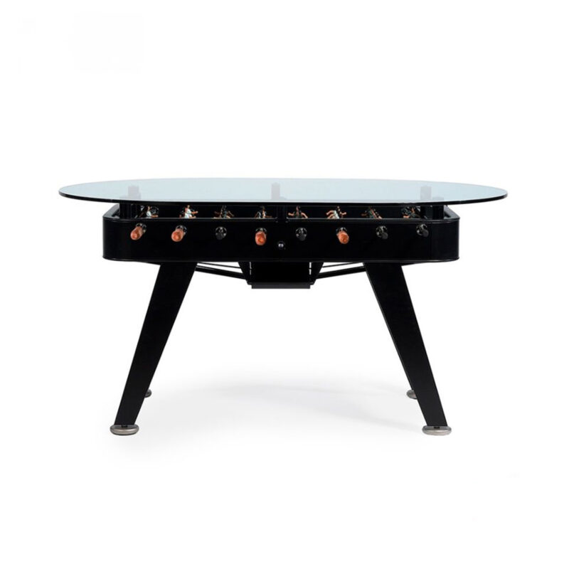 RS Barcelona Indoor RS2 Dining Foosball Table with Oval Glass Top - Black - Games DNA