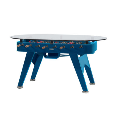 RS Barcelona Indoor RS2 Dining Foosball Table with Oval Glass Top - Blue - Games DNA