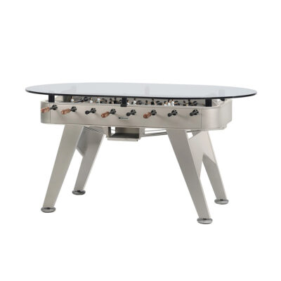RS Barcelona Indoor RS2 Dining Foosball Table with Oval Glass Top - Grey - Games DNA