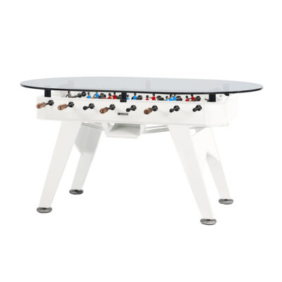 RS Barcelona Indoor RS2 Dining Foosball Table with Oval Glass Top - White - Games DNA
