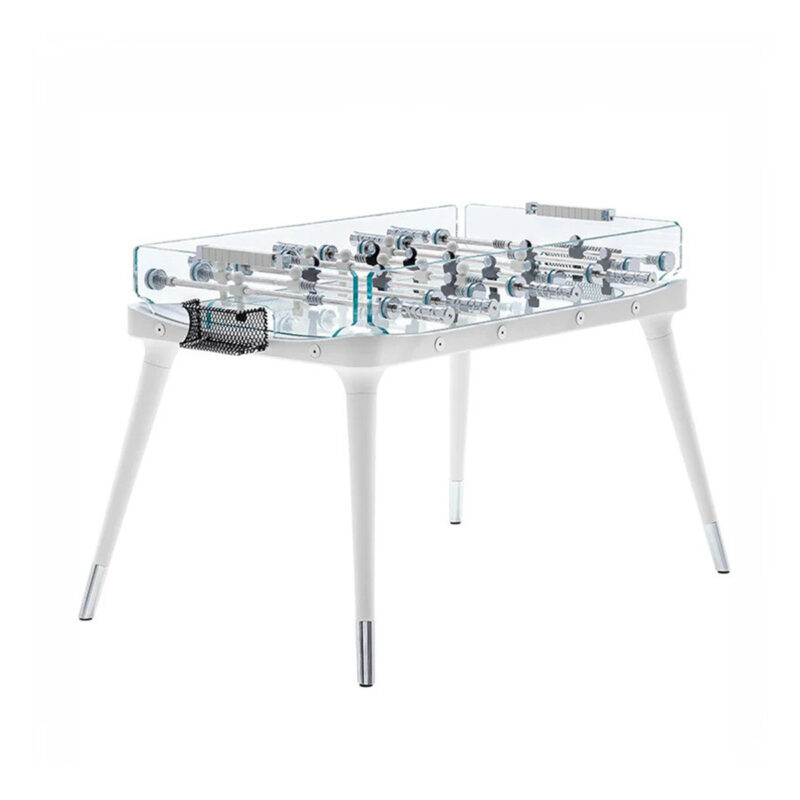 Teckell Indoor 90 Minuto Glass Foosball Table White - Games DNA