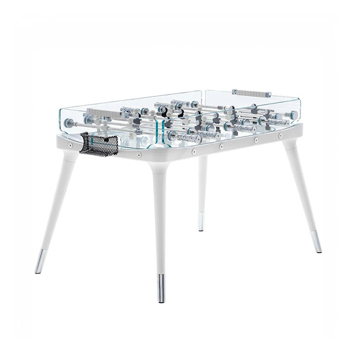 Teckell Indoor 90 Minuto Glass Foosball Table White - Games DNA
